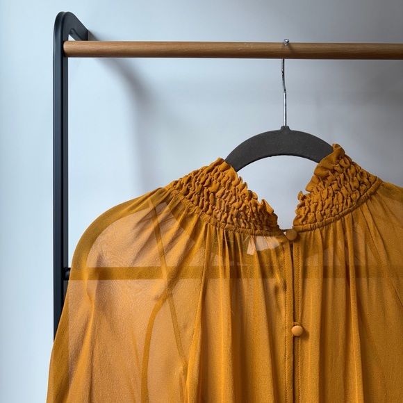 MLM Label Mustard Ruffled Blouse Size L - Picture 3 of 7